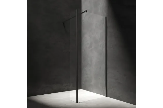 MARINA kabina prysznicowa typu walk-in ze ścianką boczną 110x30 cm czarny mat / transparentny